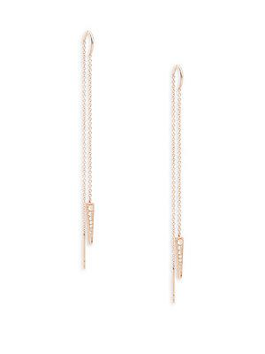 Ef Collection Diamond & 14k Rose Gold Dagger Threader Earrings