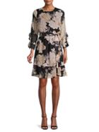 Calvin Klein Floral-print Ruffled Belted Dress