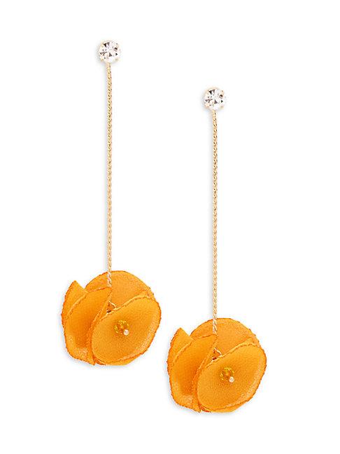 Ava & Aiden Goldtone & Crystal Floral Drop Earrings