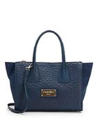 Valentino By Mario Valentino Patio Ostrich Embossed Leather & Suede Satchel