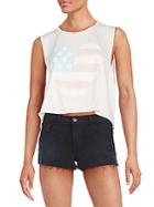 Wildfox Sunbleached Flag Graphic Cropped Chad Tank