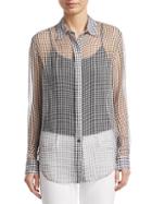Theory Silk Sheer Button-front Blouse