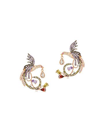 Eye Candy La Luxe Goldtone & Multicolored Crystal Bird Statement Earrings