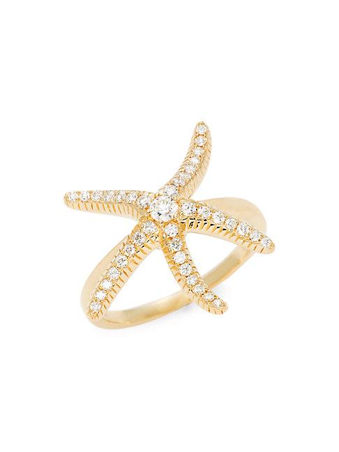 Effy 14k Yellow Gold Diamond Starfish Ring