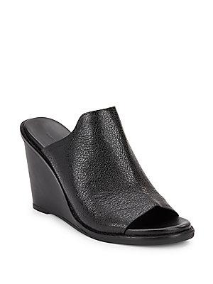 French Connection Pandra Pebbled Leather Open-toe Wedges