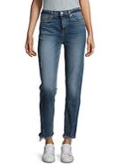 Hudson Jeans Rival Seamed High-rise Straight-leg Jeans With Frayed Hem