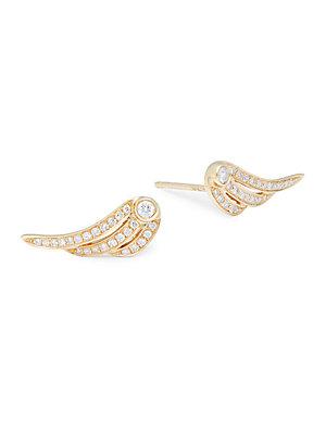 Ef Collection Angel Wing Diamond & 14k Yellow Gold Earrings