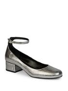 Saint Laurent Metallic Leather Ankle-strap Pumps