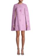 Valentino Floral Wool & Silk-blend Cape Dress