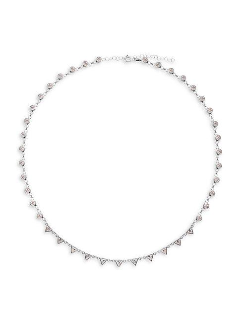 Gabi Rielle Sterling Silver & White Crystal Choker Necklace