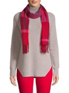 Cashmere Saks Fifth Avenue Fringed Check Wool Scarf