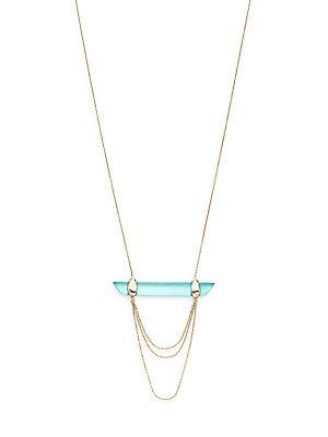 Alexis Bittar Lucite Bar Pendant Chain Necklace