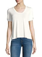 Saks Fifth Avenue Blue Solid Roundneck Top