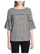 Calvin Klein Collection Bell-sleeve Piped Tweed Top