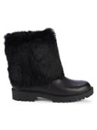 Charles David Rabbit Fur & Leather Ankle Boots