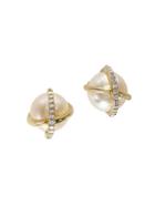 Effy 14k Gold Freshwater Pearl & Diamond Stud Earrings