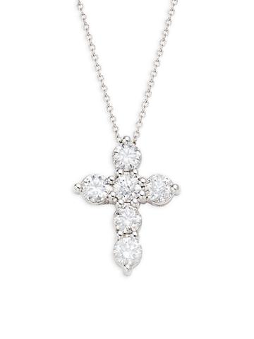 Diana M Jewels 18k White Gold & 1.50 Tcw Diamond Cross Pendant Necklace