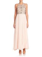 Parker Embellished Accordion Pleated Gown
