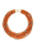 Arthur Marder Fine Jewelry Turquoise & Carnelian Bead Strand Necklace