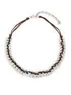 Uno De 50 Sterling Silver & Leather Seduce Me Braided Necklace