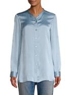 Eileen Fisher Mandarin-collar Silk Shirt