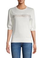 Laundry By Shelli Segal Lace Front Cotton-blend Sweater