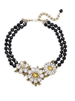 Heidi Daus Crystals Jet Floral Necklace