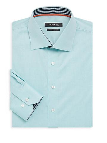 Levinas Contemporary-fit Gingham-trim Dress Shirt