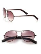 Tom Ford 54mm Round Brushed Metal Sunglasses