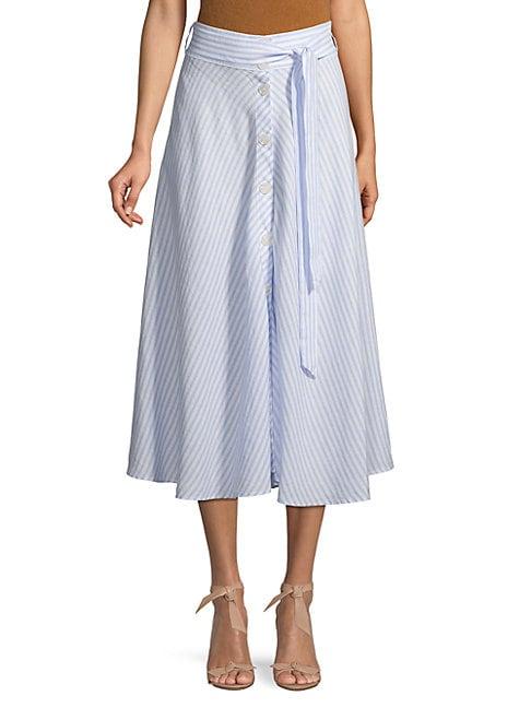 Saks Fifth Avenue Striped Linen Button-front Skirt