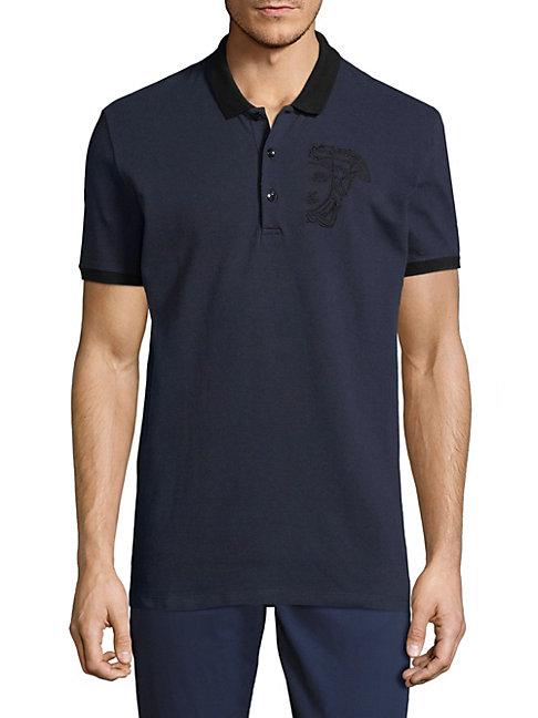 Versace Collection Embroidered Cotton Polo