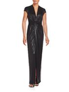 Halston Heritage Solid Wrap Gown