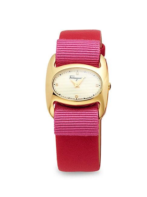 Salvatore Ferragamo Stainless Steel & Patent Leather-strap Watch