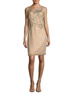 Kay Unger Lace-embroidered Tweed Shift Dress