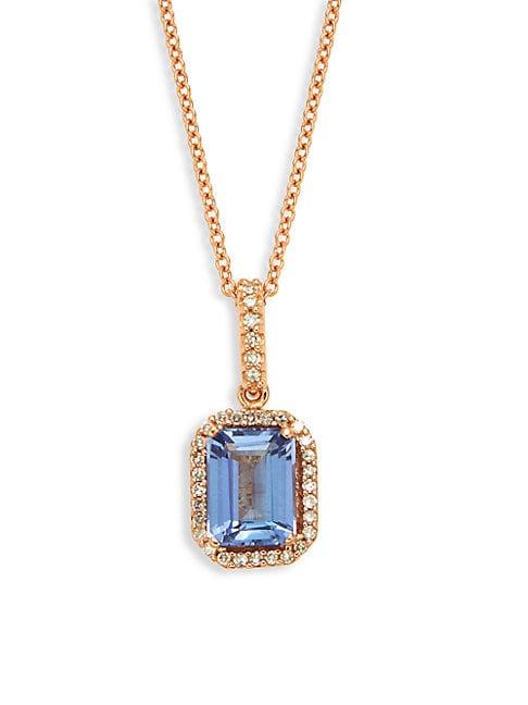 Effy 14k Rose Gold Tanzanite & Diamond Necklace
