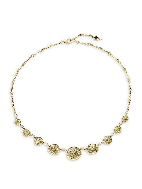 Plev 18k Yellow Gold Cinnamon Diamond Nine-station Pebble Necklace