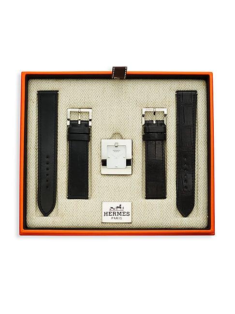 Herm S Vintage Square Watch And Interchangeable Straps Set