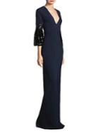 Sachin & Babi Tower Embellished Bell-sleeve Column Gown