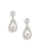 Majorica Ophol 8mm-10mm White Round Pearl & Sterling Silver Drop Earrings