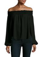 Saks Fifth Avenue Red Solid Off-the-shoulder Top