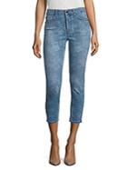 7 For All Mankind Lasered Rose Printed Cropped Skinny Jeans