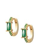 Gabi Rielle Emerald 14k Gold Vermeil & Crystal Huggie Earrings