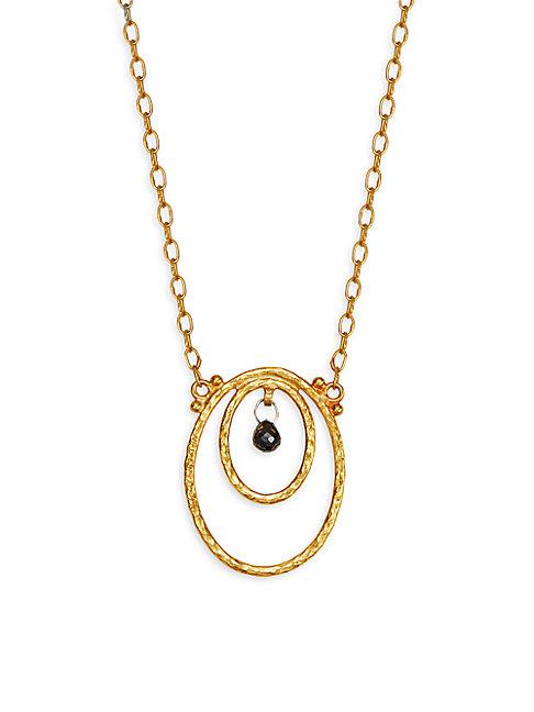Gurhan Glow 24k & 22k Yellow Gold Black Diamond Double Oval-hoop Pendant Necklace