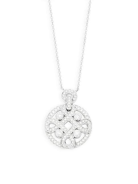 Kwiat 18k White Gold & Diamond Round Pendant Necklace