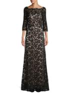 Js Collections Three-quarter Sleeve Lace Gown