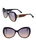 Roberto Cavalli 56mm Leopard-print Butterfly Sunglasses