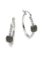 Effy Sterling Silver & 0.25 Tcw Black Diamond Hoop Earrings