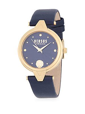 Versace Stainless Steel And Leather-strap Watch