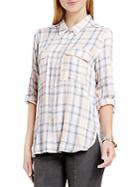 Vince Camuto Long Sleeve Checked Twill Relaxed Utility Shirt