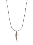 Bavna Champagne Diamond & Sterling Silver Feather Pendant Necklace